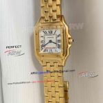 Swiss Quartz Cartier Panthere Large Size Yellow Gold White Roman Replica Watch